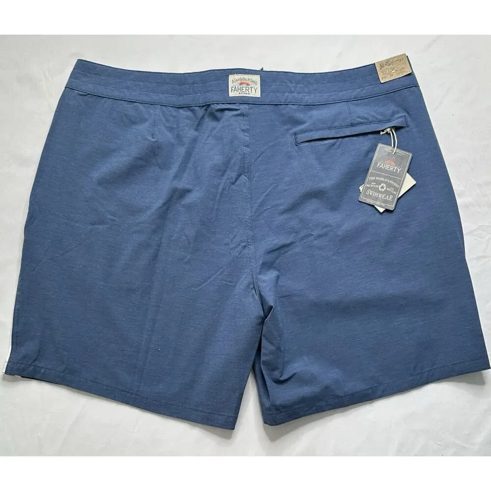 New Faherty Retro Surf Stripe 7” Boardshort Blue Red Stripe Mens 40 NWT MSRP $98